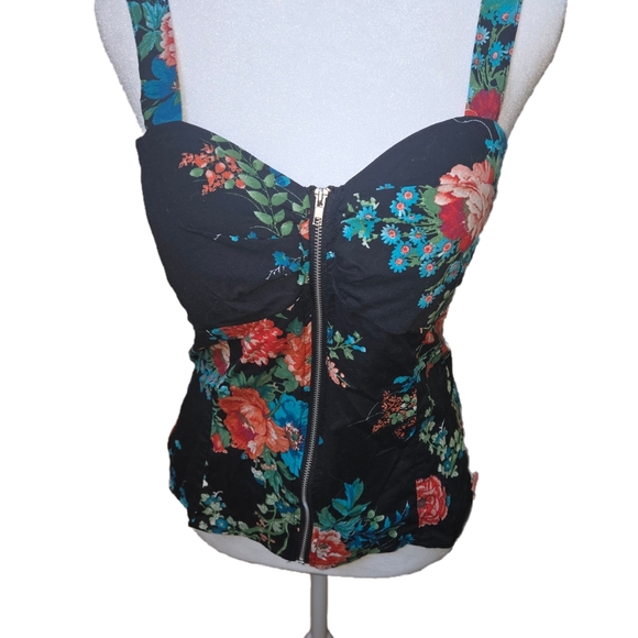 Liberty Love Black and Pink Bustier Tank Top - Picture 1 of 7